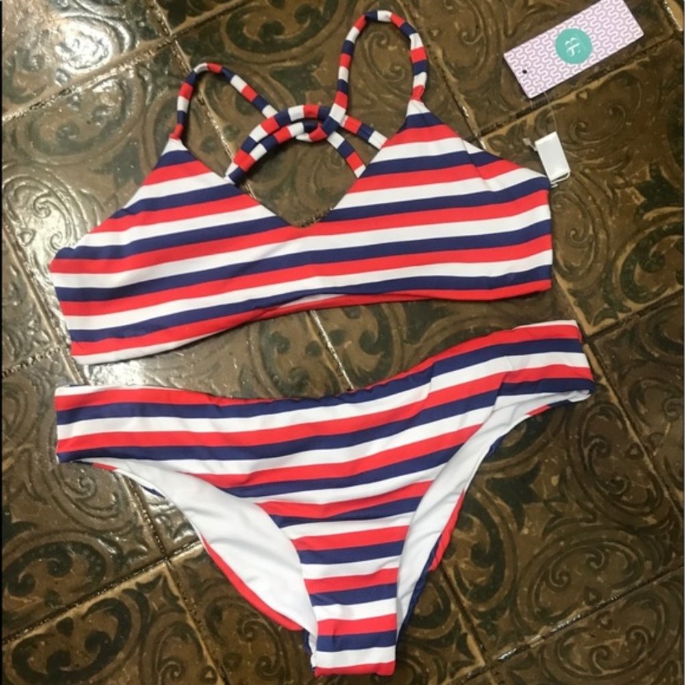 Sabz  Bikini TOP ONLY with Stripes